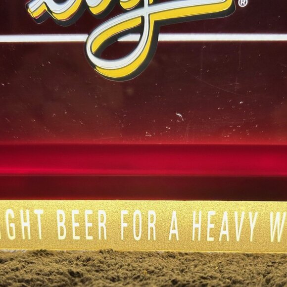 Vintage Lighted Plastic Amstel Light "A Light Beer for a Heavy World" Sign - Picture 2 of 7